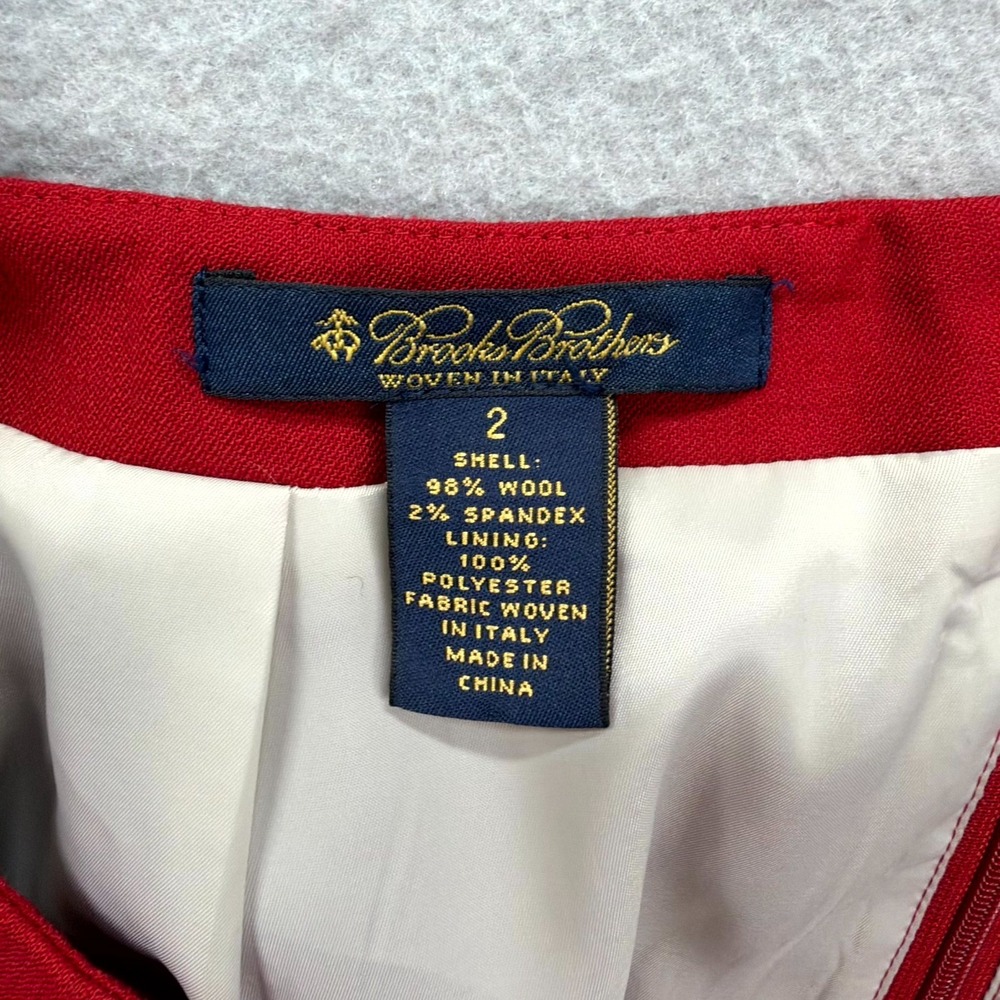 Brooks Brothers Pencil Skirt Women 2 Red Lined Wool Blend Office Career Back Zip - Picture 5 of 6